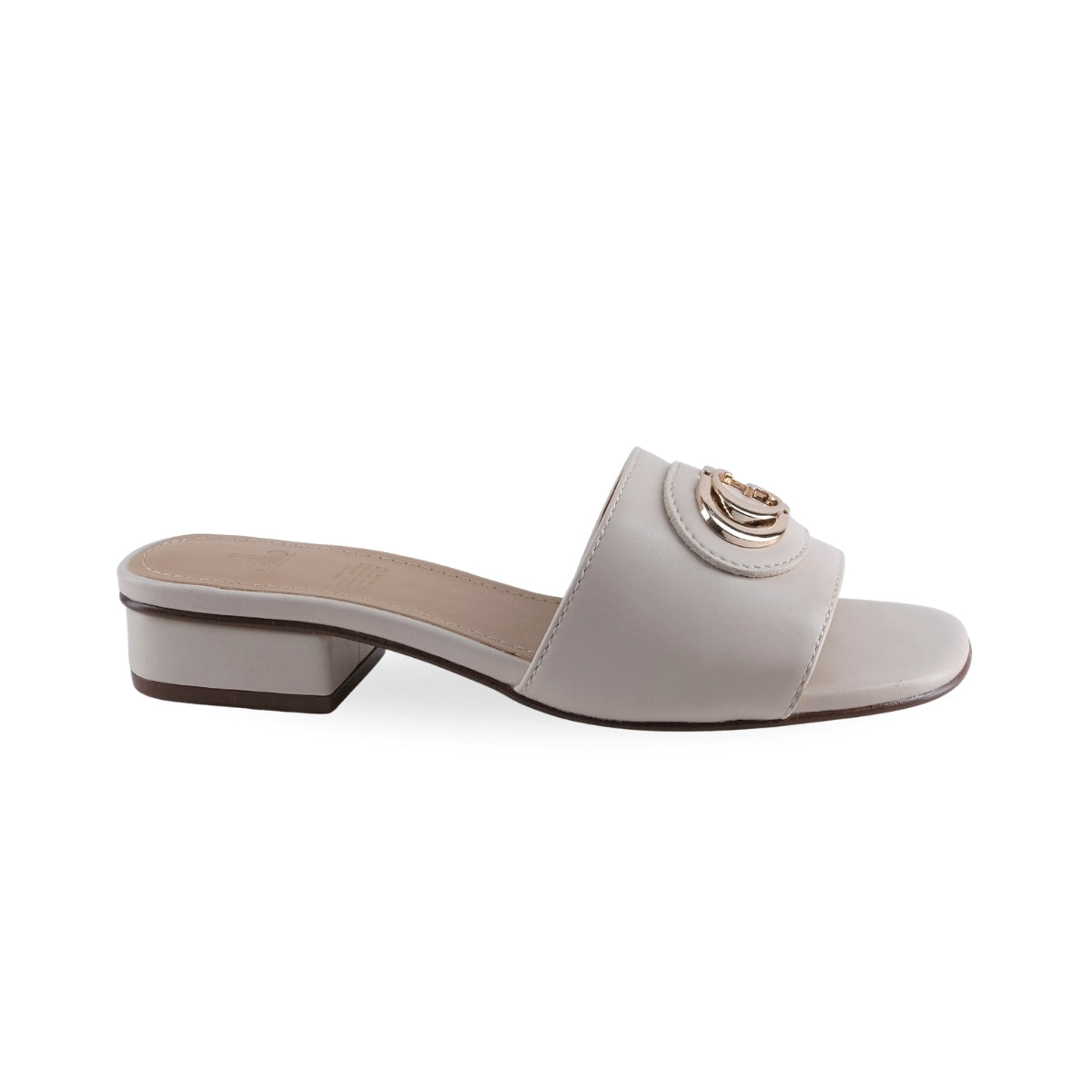 Sandalias Beige Herraje Dorado Mujer 925014