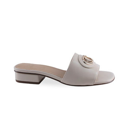 Sandalias Beige Herraje Dorado Mujer 925014