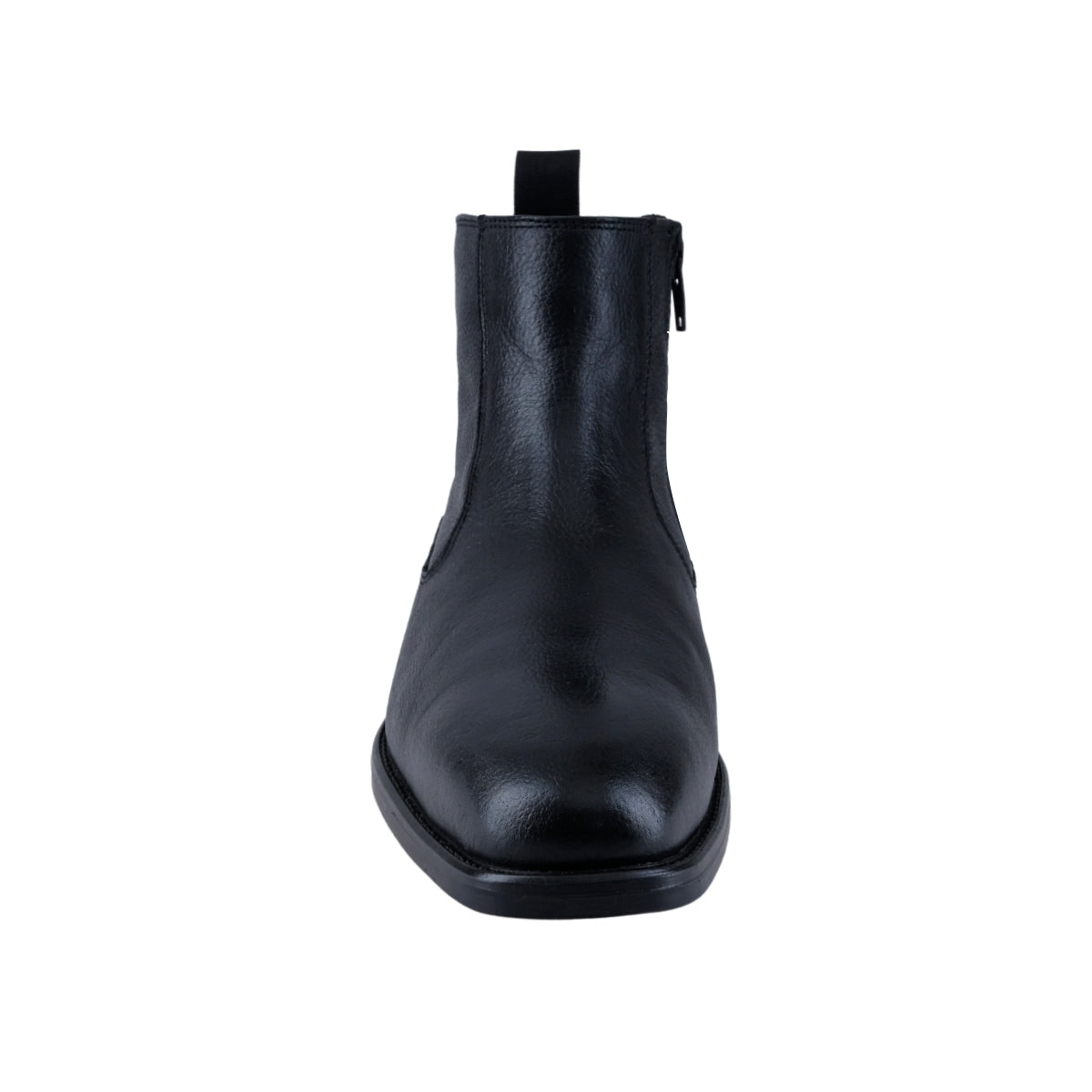 Botín negro de piel con tacón bajo para hombre