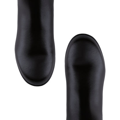 Bota casual de piel café para oficina con cuña de altura suave