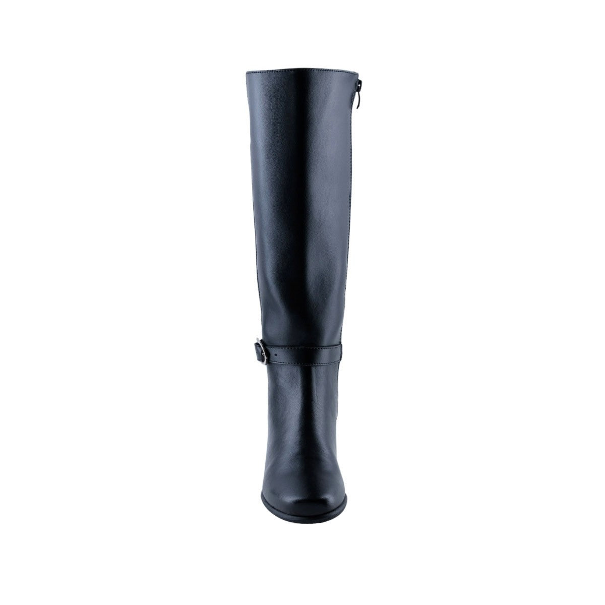 Bota alta para mujer color negro con hebilla decorativa