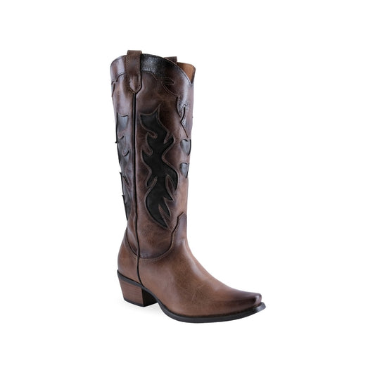 Bota vaquera Inm 20036 miel de piel para mujer