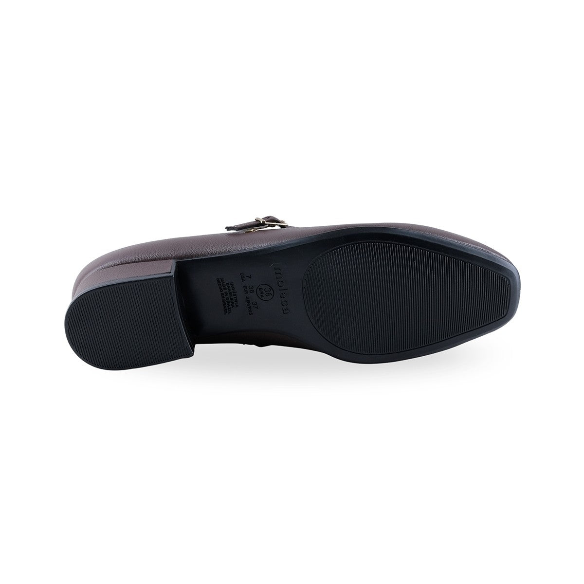 Zapato de mujer café mate con tacón bloque