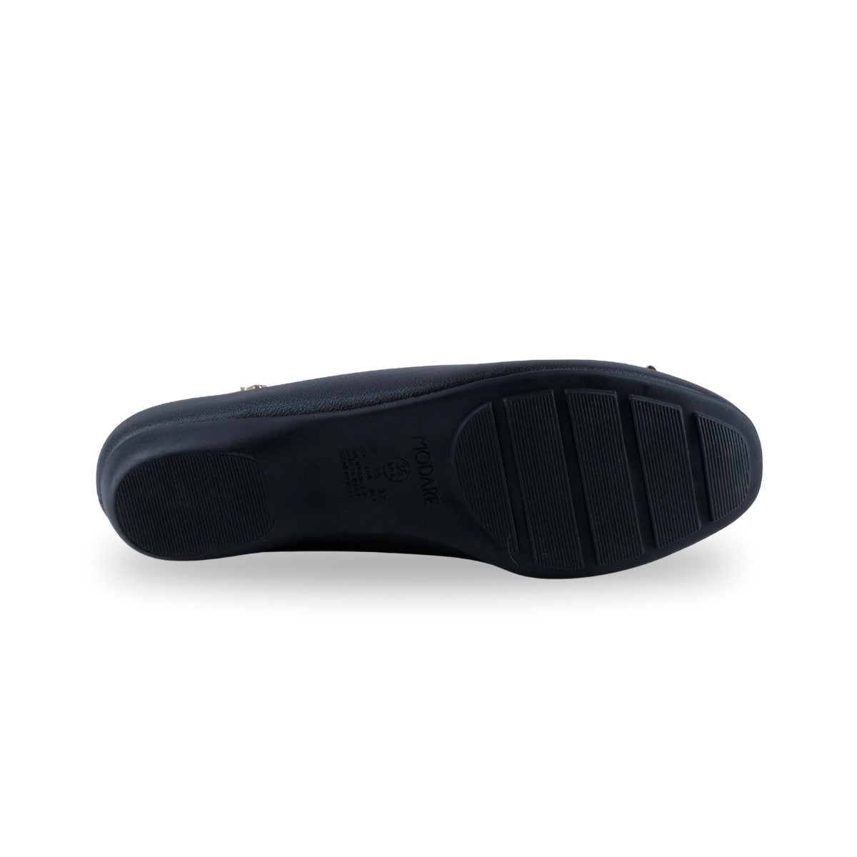 Zapato flat negro de mujer con moño y acabado texturizado