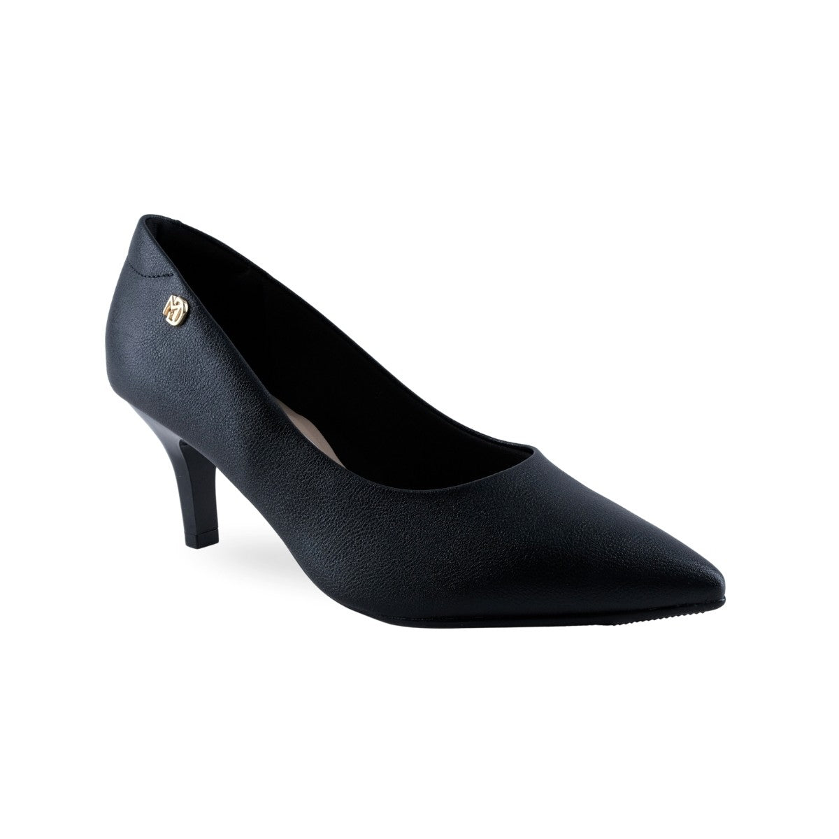 Zapatilla de tacón kitten negra con puntera puntiaguda para mujer