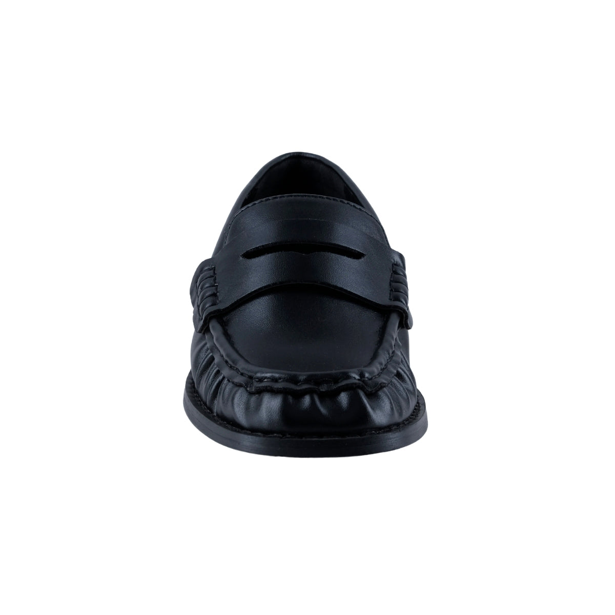 Mocasín negro para mujer con costuras visibles