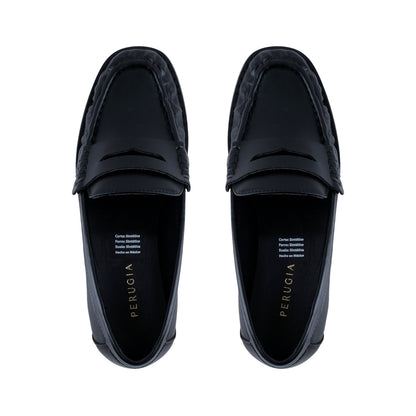 Mocasín negro elegante para oficina Perugia