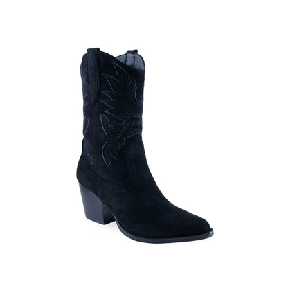Bota vaquera PGA 24F512 negra de gamuza para mujer