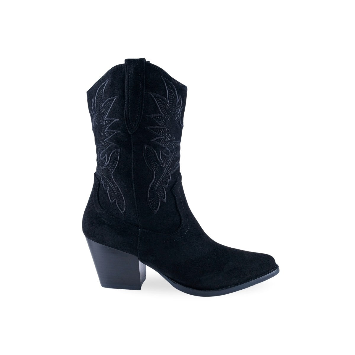 Bota western PGA negra con bordados para mujer