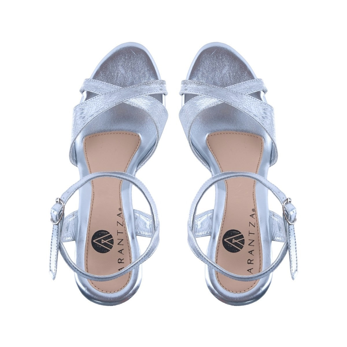 Sandalias Plateado Tiras en X Mujer A193