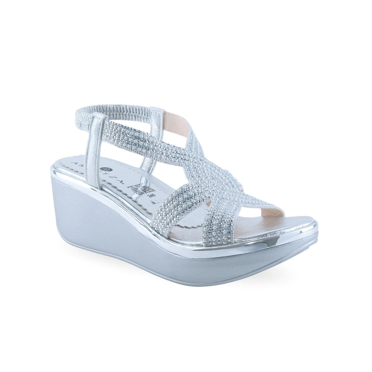 Sandalia SAY A207 plata con brillos para mujer