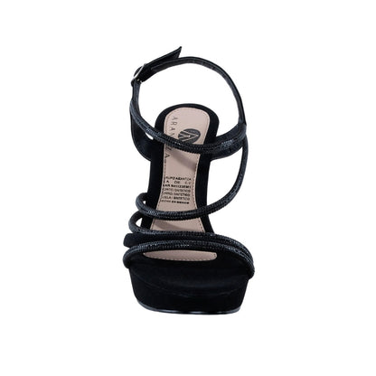 Zapatilla de tacón negra con pedrería para boda y eventos de noche