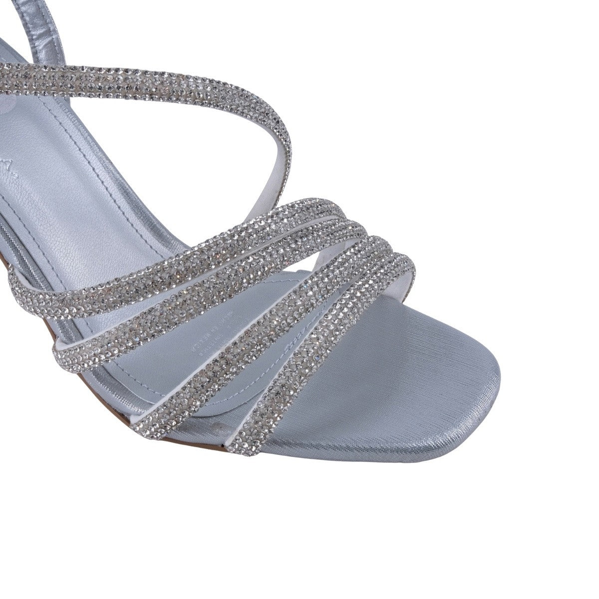 Sandalia de vestir para mujer color plata con brillos