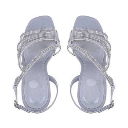 Sandalia plata de tacón para bodas y eventos especiales