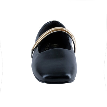 Flat casual negro puntera cuadrada suela plana