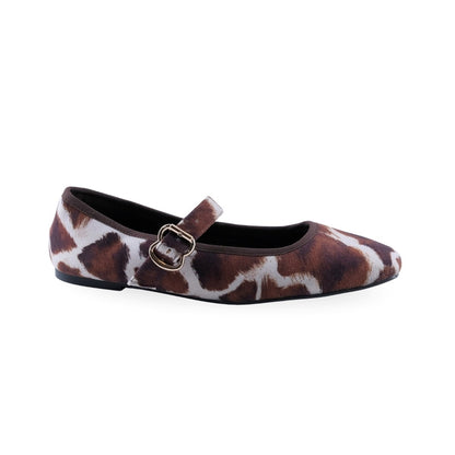 Balerina flat estampado animal print con tira al empeine y punta cuadrada