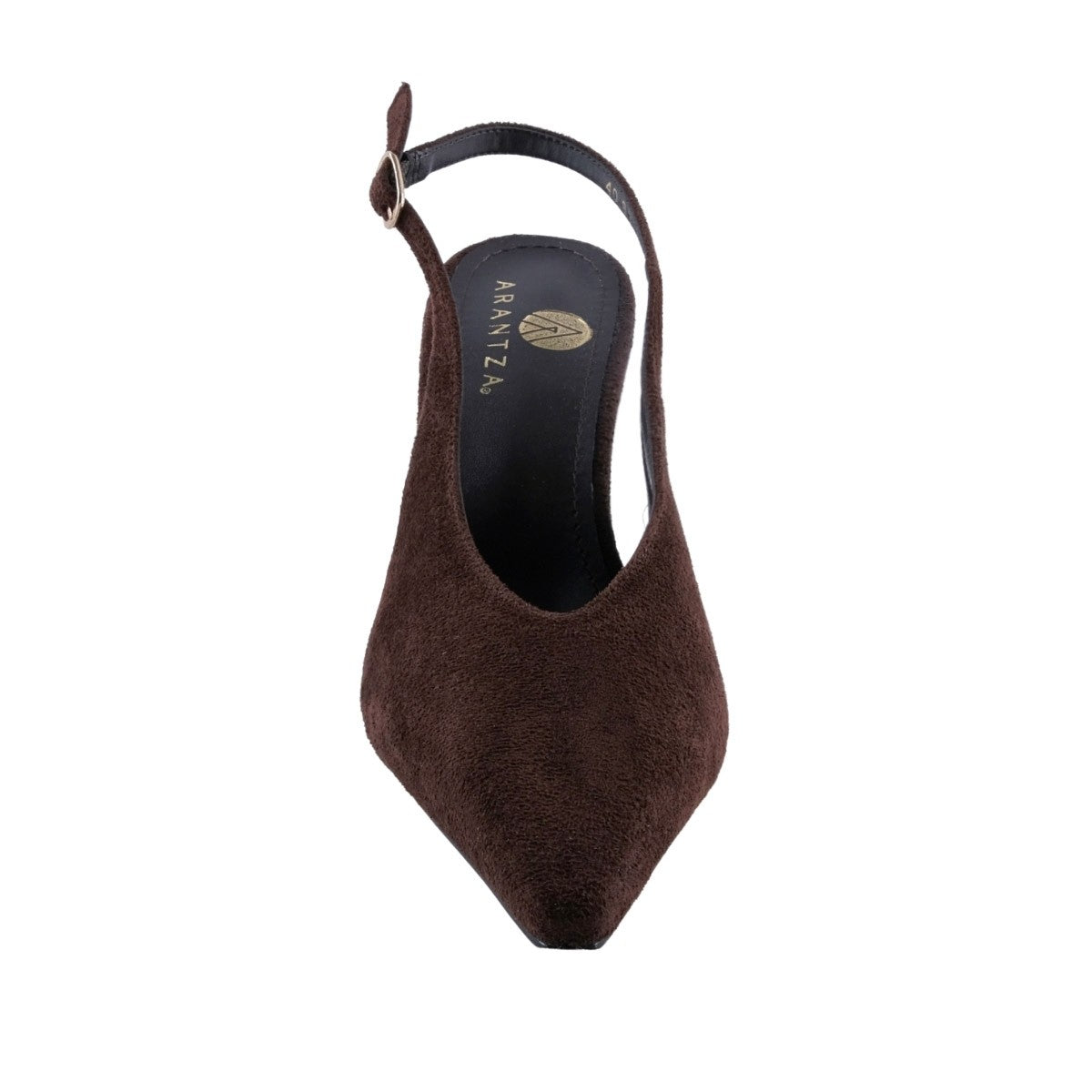 Slingback café con tacón aguja fino y suela sintética