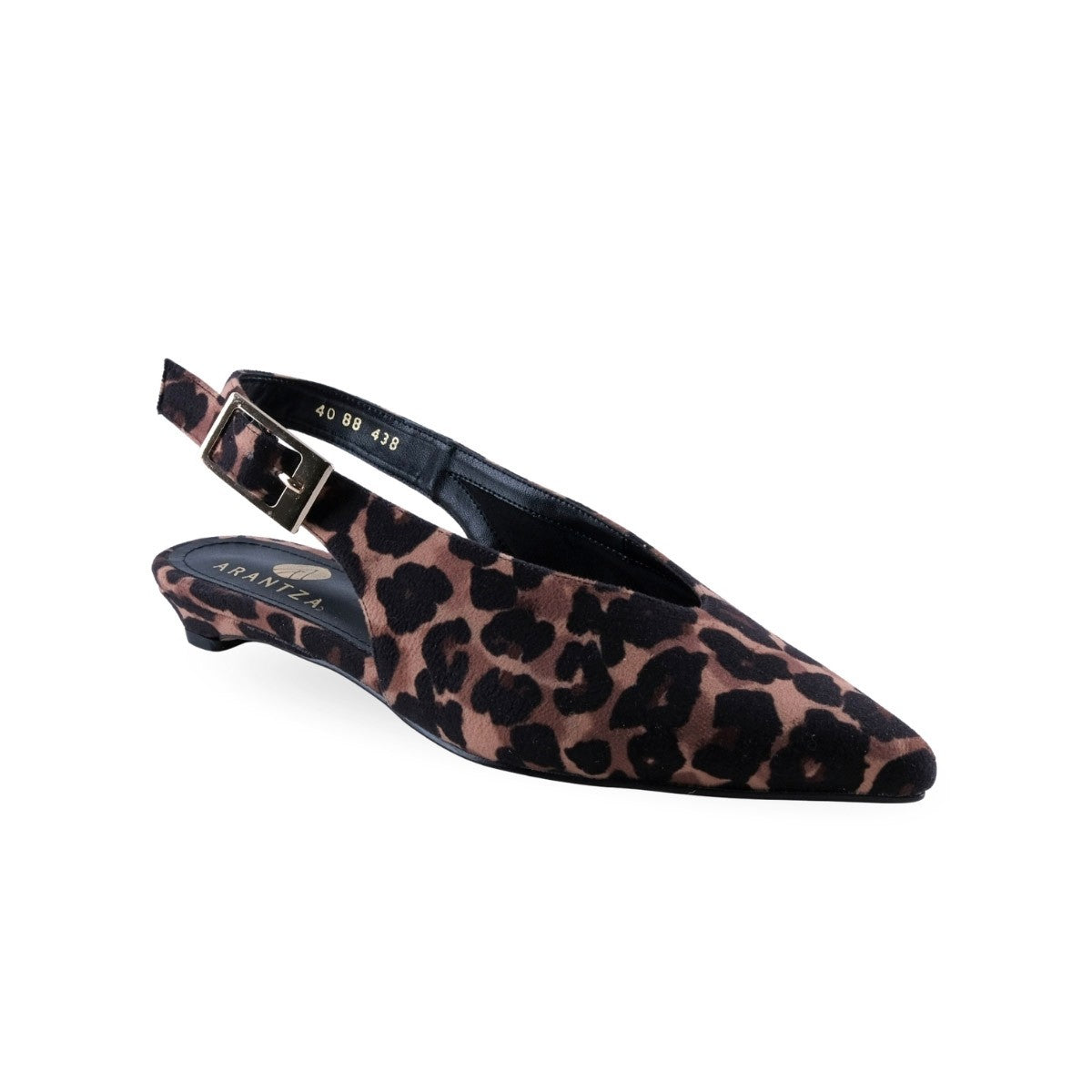 Slingback de tacón kitten con estampado de leopardo y puntera puntiaguda vista lateral