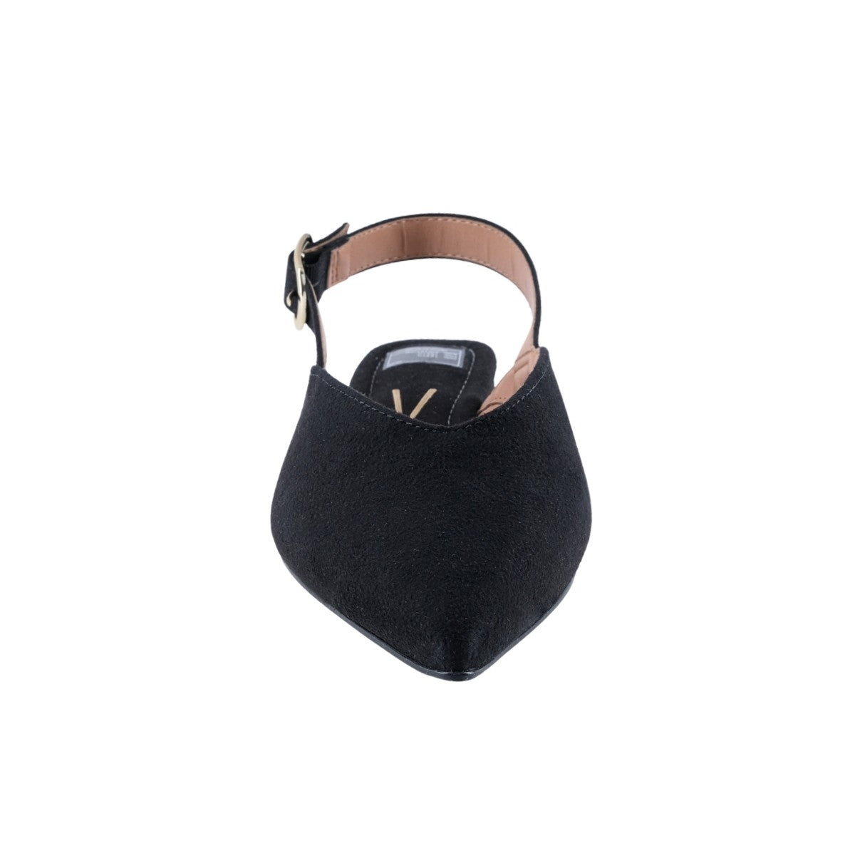 Zapato flat slingback negro puntiagudo ideal para oficina y diario