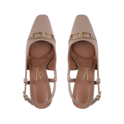 Zapato de tacón slingback nude puntera cuadrada mujer