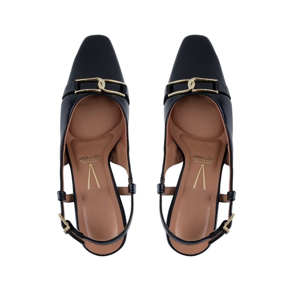 Tacones negros Vizzano puntera cuadrada estilo slingback