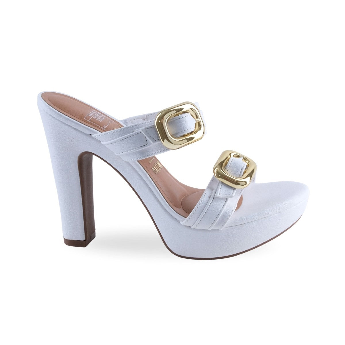 Sandalia mule blanca destalonada con doble tira y puntera abierta