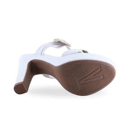 Sandalia de tacón bloque blanco con plataforma frontal