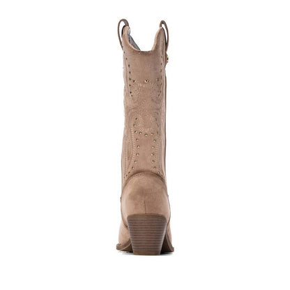 Bota vaquera beige con tacón ancho para mujer XTI