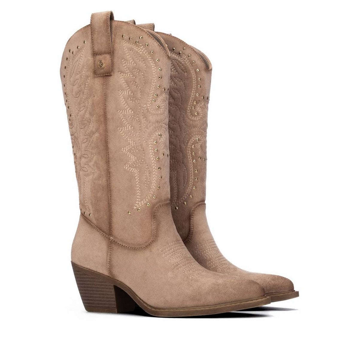 Bota XTI beige de gamuza con detalles metálicos