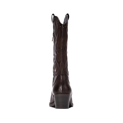 Bota cowboy marrón con bordados para mujer XTI